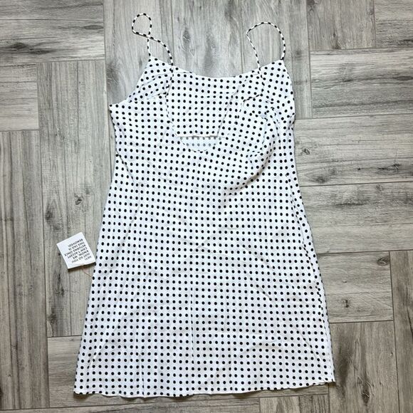 ASOS DESIGN MINI SLIP DRESS IN BLACK SPOT PRINT-MULTI US 10 - Picture 7 of 7